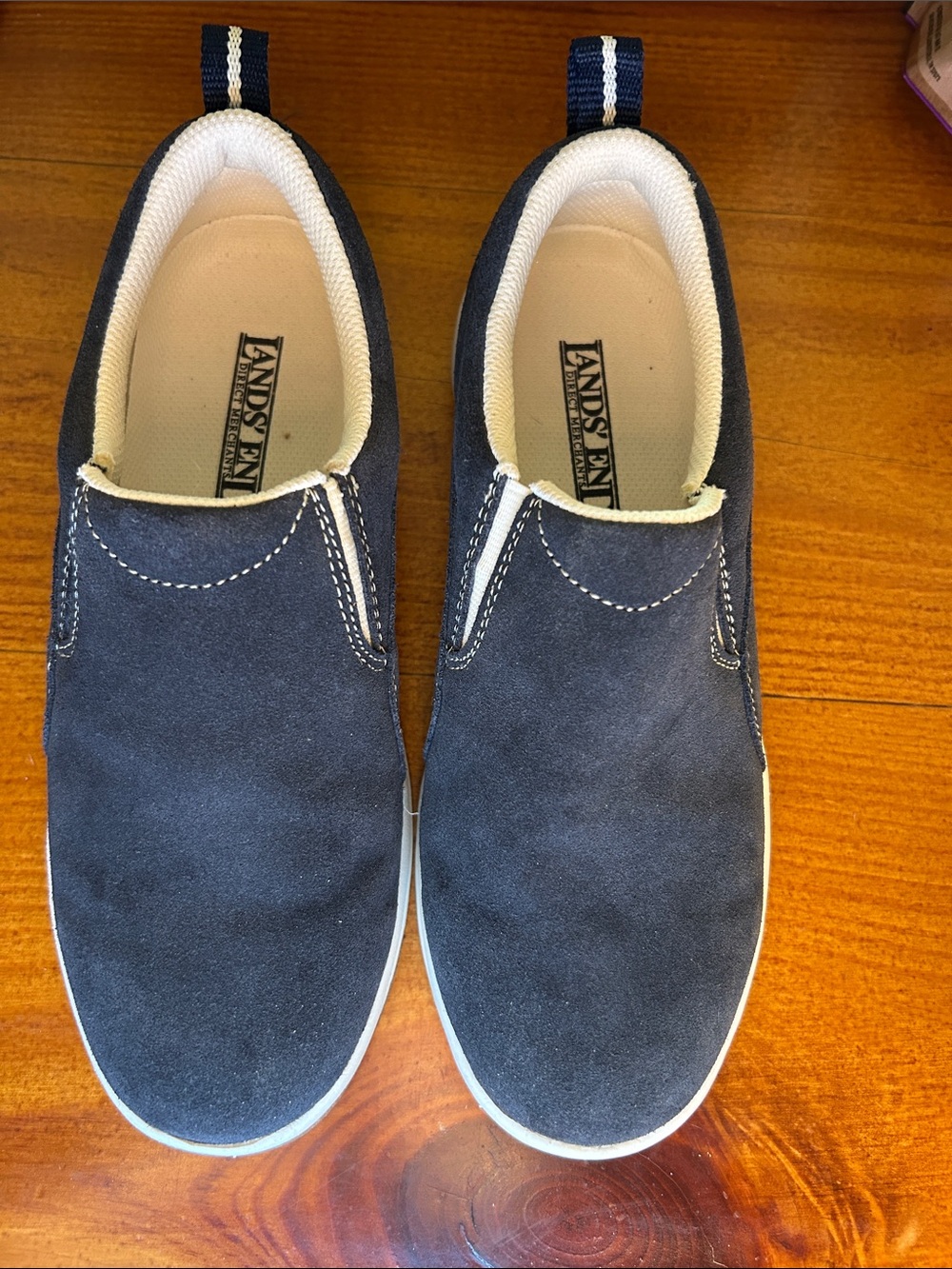 Lands' End Navy Slip-On Suede Sneakers for Women